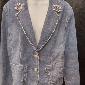 Baccini Blue Jean Jacket with Silver Embellishments